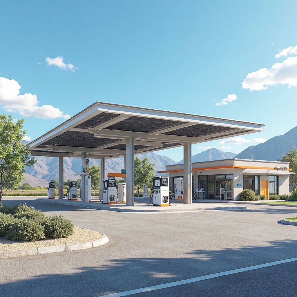 Estación de servicio con paneles solares